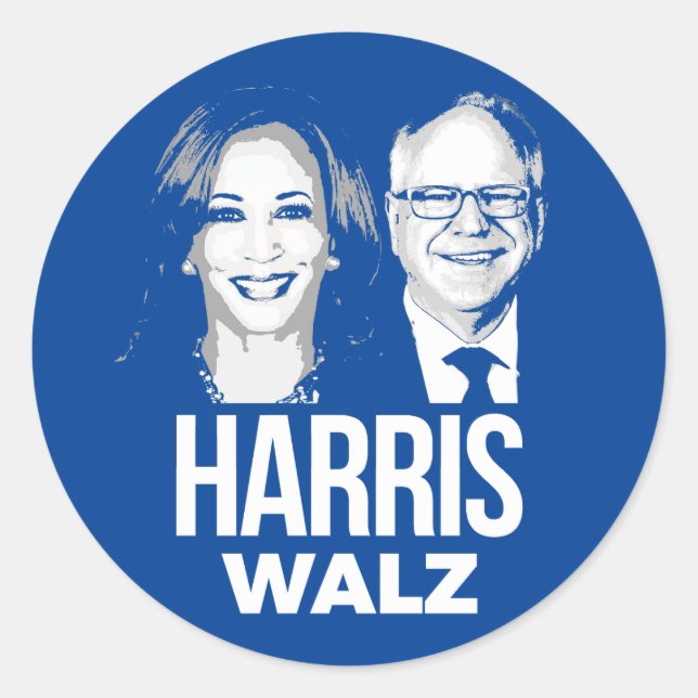 Harris Walz 2024 Runder Aufkleber (Vorderseite)