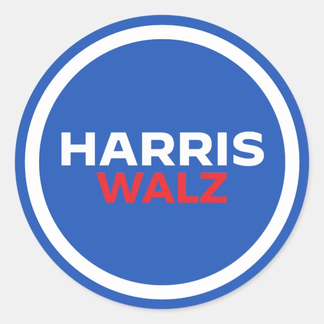 Harris Walz 2024 Runder Aufkleber (Vorderseite)