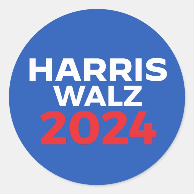 Harris Walz 2024 Runder Aufkleber (Vorderseite)