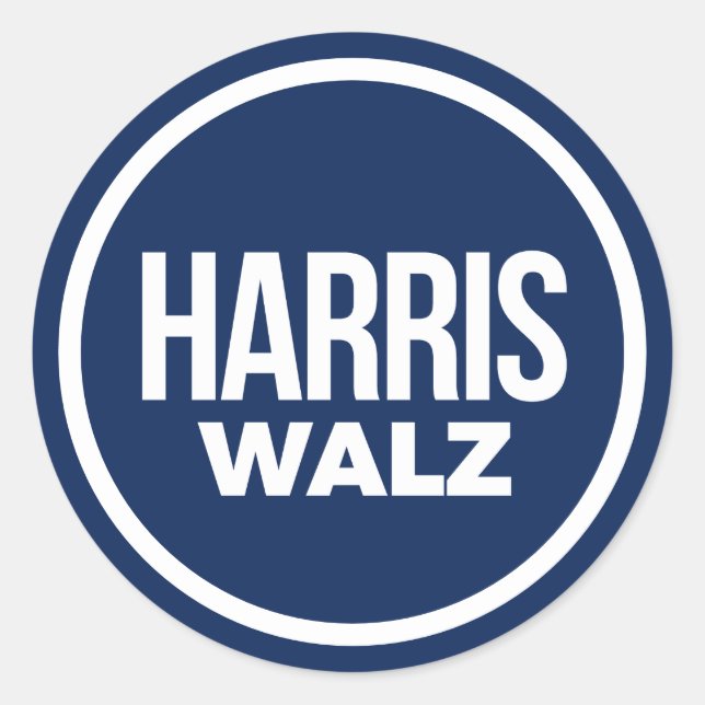 Harris Walz 2024 Runder Aufkleber (Vorderseite)
