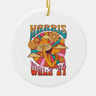 Harris Walz 2024 Trendy Boho Hippie Mushroom Keramik Ornament