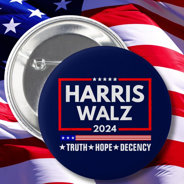 Harris Walz 2024: Truth Hope Decency Button (Von Creator hochgeladen)