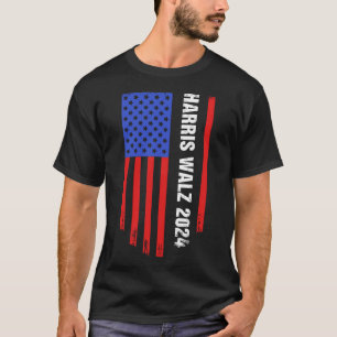 Harris Walz 2024 US-amerikanische Flagge T-Shirt