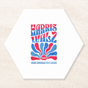 Harris Walz 2024 Vintag Boho Groovy Retro red Blu Untersetzer
