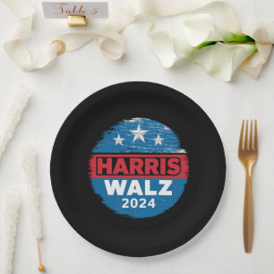 Harris Walz 2024 Wahl Kamala Harris Tim Waltz Pappteller