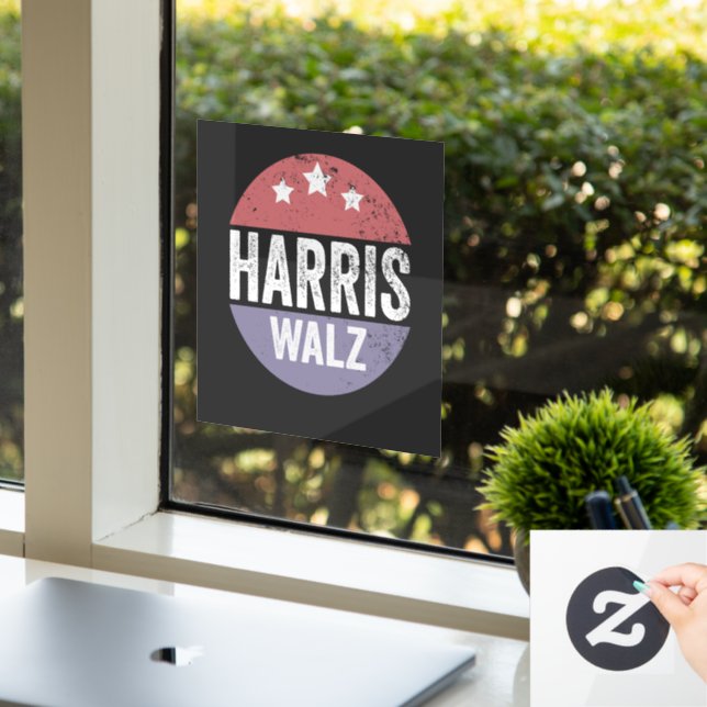Harris Walz 2024 Wahl Kamala Tim Waltz Amerika Fensteraufkleber (Büro)