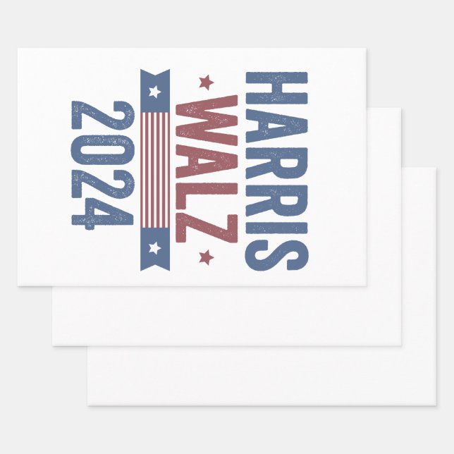 Harris Walz 2024 Wahl Kamala Tim Waltz Amerika Geschenkpapier Set (Set)