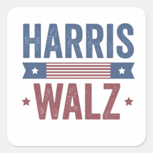 Harris Walz 2024 Wahl Kamala Tim Waltz Amerika Quadratischer Aufkleber