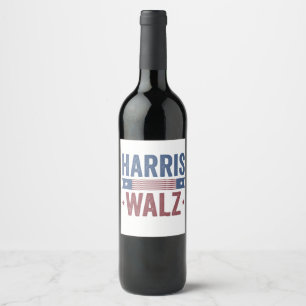 Harris Walz 2024 Wahl Kamala Tim Waltz Amerika Weinetikett
