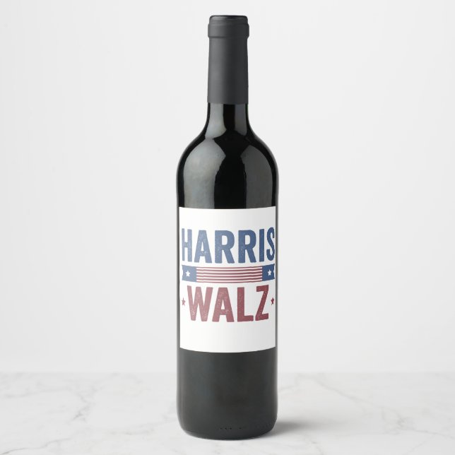 Harris Walz 2024 Wahl Kamala Tim Waltz Amerika Weinetikett (Vorderseite)