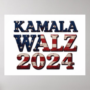 Harris Walz 2024 Wahl Kamala Tim Waltz Poster