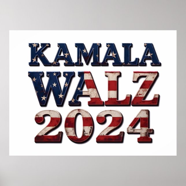 Harris Walz 2024 Wahl Kamala Tim Waltz Poster (Vorne)