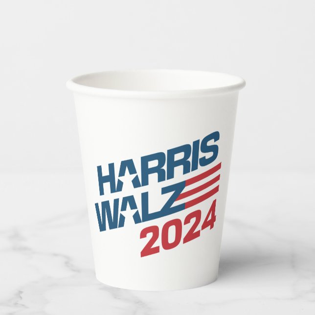 Harris Walz 2024 Wahl Pappbecher (Vorderseite)