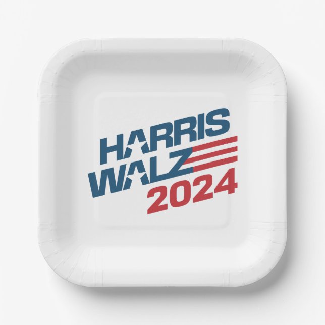 Harris Walz 2024 Wahl Pappteller (Vorderseite)
