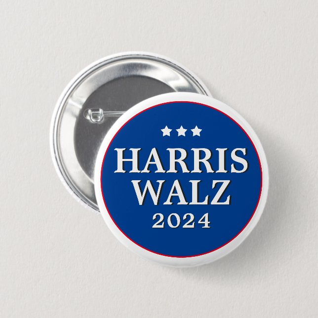 Harris Walz 2024 Wahl zur Demokratie Button (Vorne & Hinten)