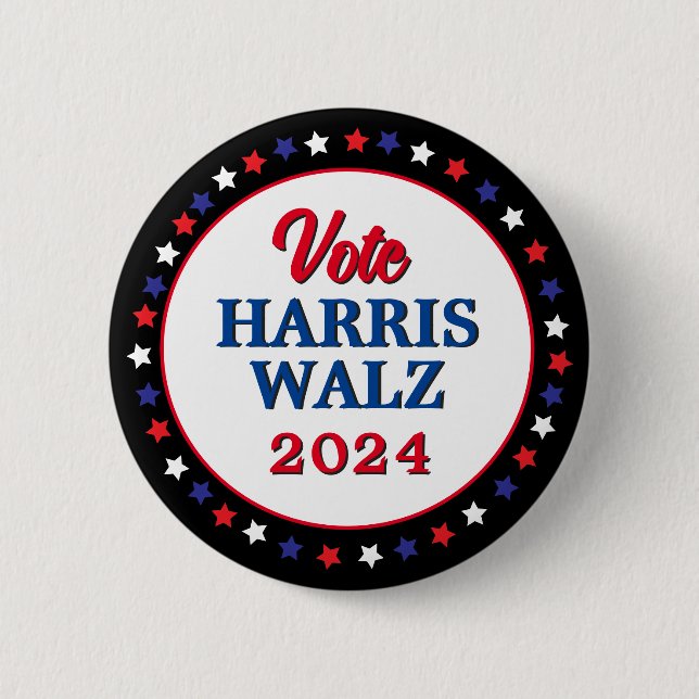 Harris Walz 2024 Wahl zur Demokratie Button (Vorderseite)