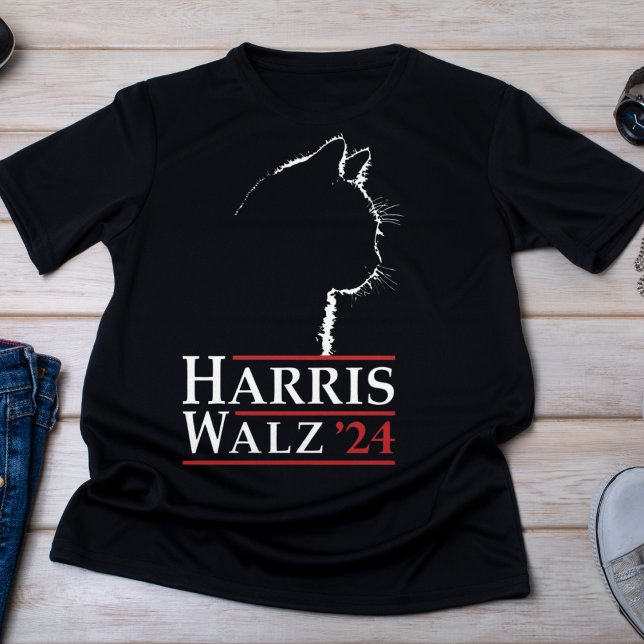Harris Walz '24 Cat Silhouette Kampagne T-Shirt (Von Creator hochgeladen)
