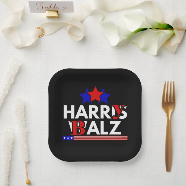 Harris Walz 24 Harry Balz 2024 Meme Democratics Pappteller (Hochzeit)