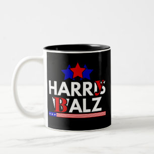 Harris Walz 24 Harry Balz 2024 Meme Demokraten Zweifarbige Tasse