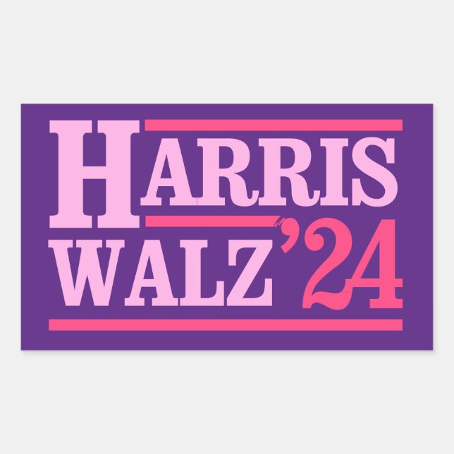 Harris Walz '24 Pink Rechteckiger Aufkleber (Vorderseite)