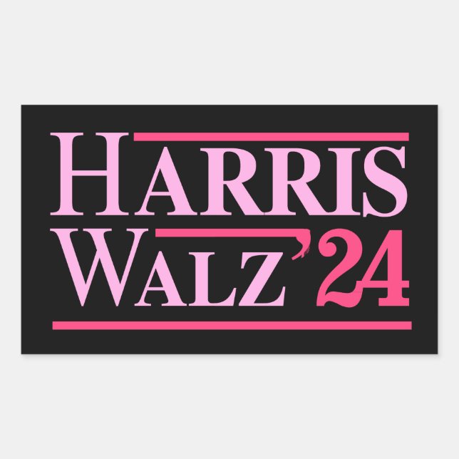 Harris Walz '24 Pink Rechteckiger Aufkleber (Vorderseite)