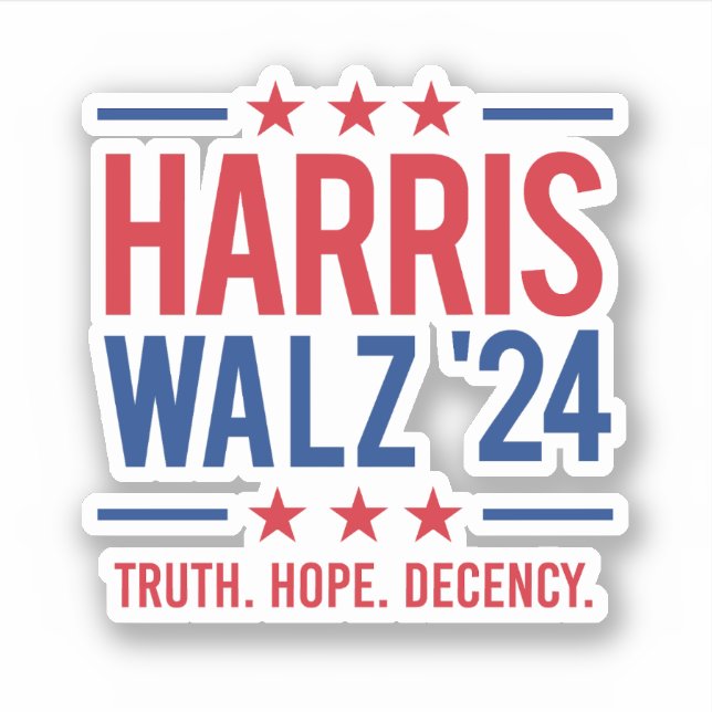 Harris Walz '24 - Truth Hope Decency Aufkleber (Vorderseite)