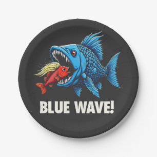 Harris Walz Election Blue Waves Democratic Fish Pappteller