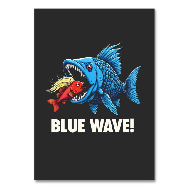 Harris Walz Election Blue Waves Democratic Fish Tischnummer (Vorderseite)