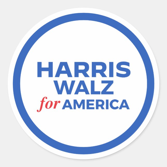 Harris Walz für Amerika 2024 Runder Aufkleber (Vorderseite)