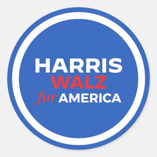 Harris Walz für Amerika 2024 Runder Aufkleber (Vorderseite)