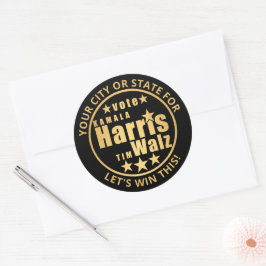 Harris Walz Gold Personalisierte politische Wahlen Runder Aufkleber