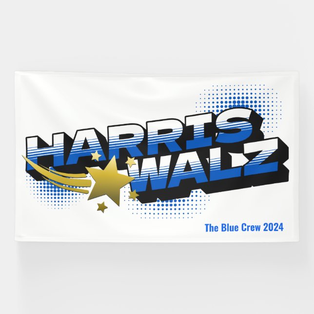 HARRIS WALZ Gold Star Banner (Horizontal)