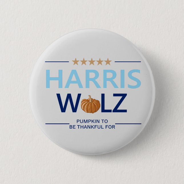 Harris Walz Halloween Pumpkin ist dankbar für Button (Vorderseite)