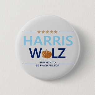 Harris Walz Halloween Pumpkin ist dankbar für Button
