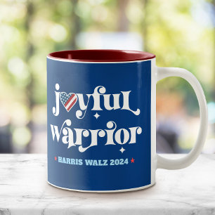 Harris Walz Joyful Warrior USA Flag Heart Navy Zweifarbige Tasse
