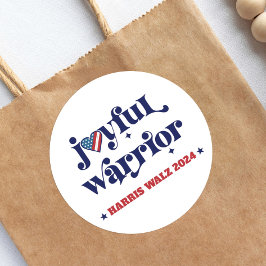 Harris Walz Joyful Warrior White USA Flag Herz Runder Aufkleber