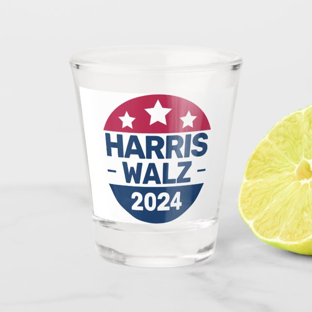 Harris Walz Kampagne 2024 für Präsident Patriotic Schnapsglas (Vorderseite)