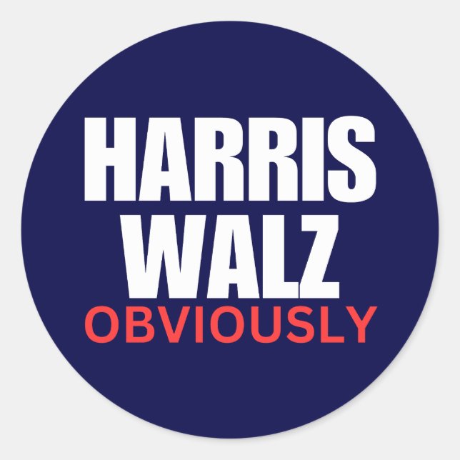 Harris Walz OBVIOUSLY | Harris Walz 2024 offensich Runder Aufkleber (Vorderseite)