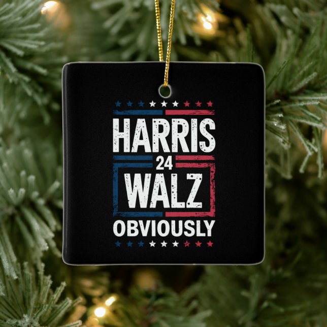 Harris Walz, offensichtlich Harris Waltz 2024 Wahl Keramikornament (Baum)