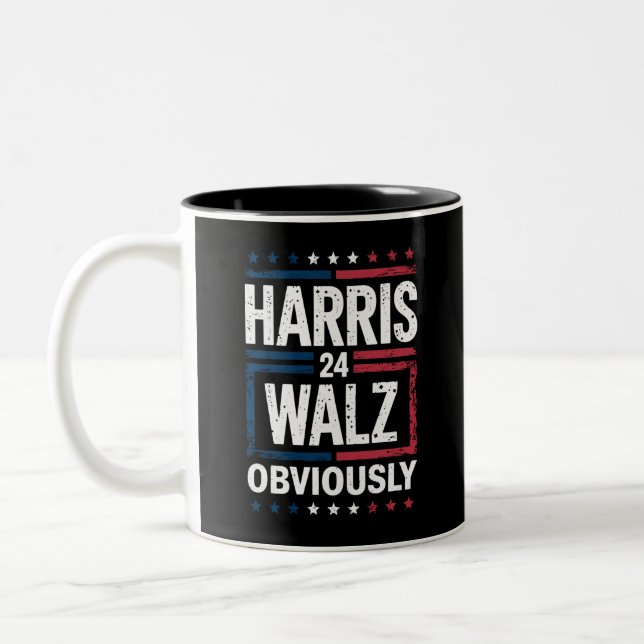 Harris Walz, offensichtlich Harris Waltz 2024 Wahl Zweifarbige Tasse (Links)