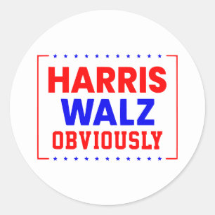 Harris Walz Offensichtlich Kamala Harris für Präsi Runder Aufkleber