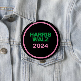HARRIS WALZ Pink Green Black Large Round Button