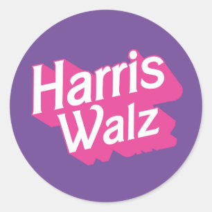 Harris Walz Pink Runder Aufkleber