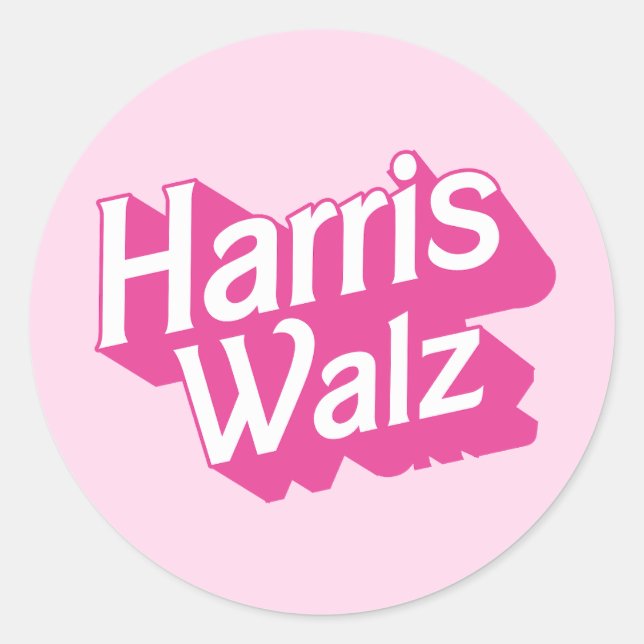 Harris Walz Pink Runder Aufkleber (Vorderseite)