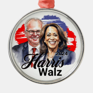 Harris Walz Präsidentschaftswahl 2024 Ornament Aus Metall