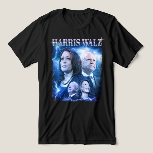 Harris Walz Retro 90er Stil Tri-Blend Shirt (Design Vorderseite)