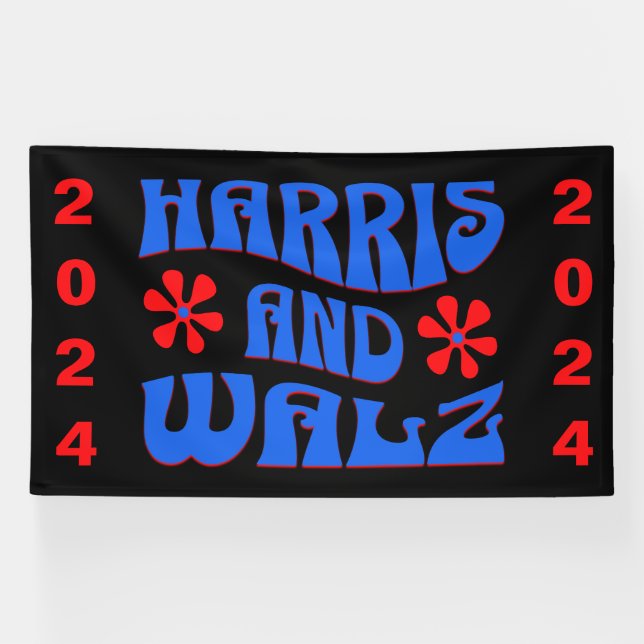 Harris & Walz Retro Blume Banner (Horizontal)