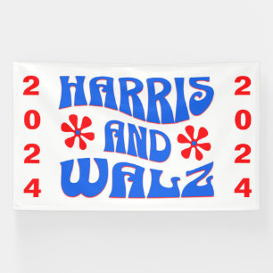 Harris & Walz Retro Blume Banner