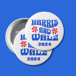 Harris & Walz Retro Blume Button<br><div class="desc">Harris & Walz Retro rote Blume runden Taste. 2024 ist bearbeitbar.</div>