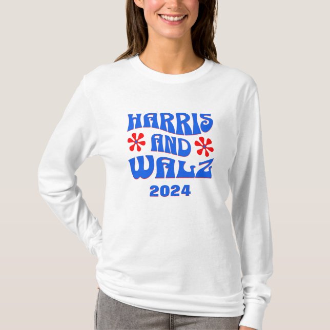 Harris & Walz Retro Blume Langleeved T-Shirt (Vorderseite)